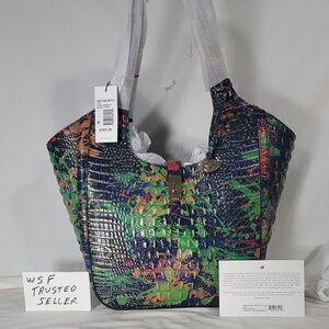 NWT BRAHMIN LARGE CARLA FESTIVAL LEATHER PAINT SPLATTER SHOULDER BAG PURSE